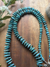 Load image into Gallery viewer, Long Sterling Silver Graduated Blue Turquoise Bead Necklace. 30 inch