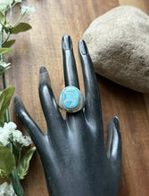 Load image into Gallery viewer, Native American Sterling Silver Turquoise Inlay Ring. Size 10 ELB