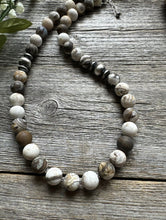 Load image into Gallery viewer, Southwestern Sterling Silver Brown Wild Horse Bead Necklace. 18 inch