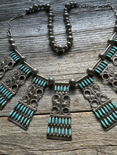 Load image into Gallery viewer, Native American Navajo Sterling Silver Turquoise Pearls Bead Necklace L By Joe