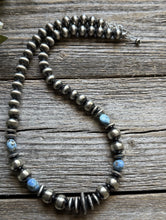 Load image into Gallery viewer, Sterling Silver Golden Hill Turquoise Nuggets W Pearls Bead Necklace. 18 inch