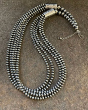 Load image into Gallery viewer, 5mm Multi Strand 925 Sterling Silver Oxidized Pearls Bead Necklace 26 Inch