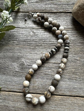 Load image into Gallery viewer, Southwestern Sterling Silver Brown Wild Horse Bead Necklace. 18 inch