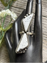 Load image into Gallery viewer, Navajo Sterling Silver White Buffalo Turquoise Adjustable Ring AM