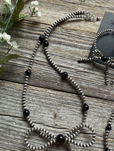 Load image into Gallery viewer, Bow Sterling Silver Black Onyx 4mm Pearls Bead Necklace Earrings Bracelet Set