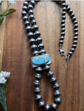 Load image into Gallery viewer, Sterling Silver Sonoran Gold Turquoise Pearls Bead Jackla Necklace 22 Inch