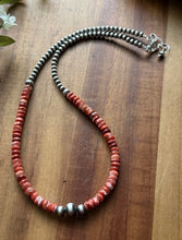 Load image into Gallery viewer, Sterling Silver Red Spiny Oyster W Multi Bead Pearls Necklace. 18 Inch. Gift