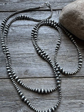 Load image into Gallery viewer, 4mm - 8mm Multi Graduated Sterling Silver Oxidized Pearls Bead Necklace 60 Inch