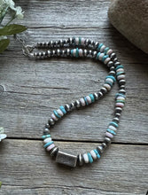 Load image into Gallery viewer, Sterling Silver Pink Conch Turquoise W Pearls Kokopelli Bead Necklace 18 Inch