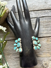 Load image into Gallery viewer, Navajo Native Sterling Silver Turquoise Cluster Cuff Bracelet Geraldine James
