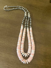 Load image into Gallery viewer, Sterling silver pink conch multi strand necklace 24 in