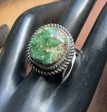 Load image into Gallery viewer, Native American Sterling Silver Sonoran Gold Turquoise Ring. Size 9 Adjustable P