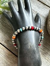 Load image into Gallery viewer, Multi Stone 6mm 7 Inch 925 Sterling Silver Pearls Bead Bracelet