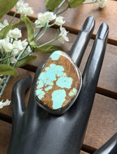 Load image into Gallery viewer, Navajo Native Sterling Silver Number 8 Turquoise Adjustable Ring Leslie Nez Gift