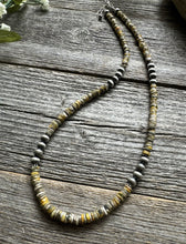 Load image into Gallery viewer, Sterling Silver Bumblebee Jasper W 6mm Pearls Bead Necklace. 18 inch