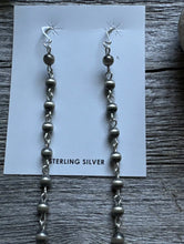Load image into Gallery viewer, Long Sterling Silver 5mm Pearls Rosary Bead Drop Earrings. 5.5 Inch