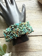 Load image into Gallery viewer, Blue Turquoise Nuggets 7 Inch Stretch Elastic Stretchy Bead Bracelet Gift