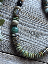 Load image into Gallery viewer, Tommy Rosita Singer T R Sterling Silver Green Turquoise Bead Necklace 20 Inch