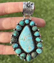 Load image into Gallery viewer, Navajo Sterling Silver Turquoise Cluster Pendant. C Yazzie Gift
