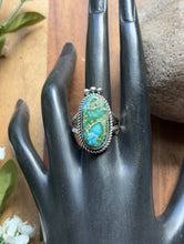 Load image into Gallery viewer, Native American Sterling Silver Sonoran Gold Turquoise Ring. Size 9 Adjustable E