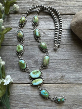 Load image into Gallery viewer, Navajo 925 Sterling Silver Sonoran Gold Turquoise Lariat Y Necklace KY