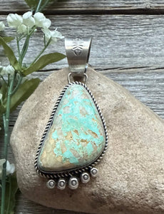 Navajo Sterling Silver Royston Turquoise Pendant. RY Gift