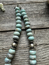 Load image into Gallery viewer, Southwestern 925 Sterling Silver Larimar W Pearls Bead Necklace 16 inch