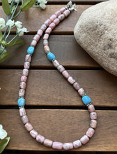 Load image into Gallery viewer, Sterling Silver Rhodochrosite Turquoise Bead Necklace. 18 inch. Gift