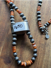 Load image into Gallery viewer, Native American Sterling Silver Spiny Oyster Pearls Jackla Bead Necklace