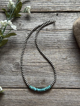 Load image into Gallery viewer, Blue Turquoise 4mm Sterling Silver Pearls Choker Bead Necklace. 16 Inch. Gift