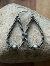 Load image into Gallery viewer, Southwestern Sterling Silver Flat Saucer Pearls Bead Loop Earrings 2.5 Inch