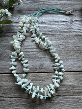 Load image into Gallery viewer, Vintage Native American Sterling Silver White Shell Turquoise Bead Necklace 26”