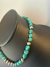 Load image into Gallery viewer, Sterling silver turquoise nugget necklace 18 inch