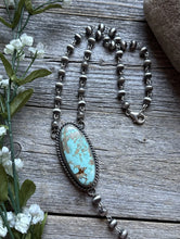 Load image into Gallery viewer, Navajo 925 Sterling Silver Royston Turquoise Pendant Rosary Necklace. 20 Inch KY