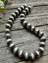 Load image into Gallery viewer, 16mm 22 Inch 925 Sterling Silver Oxidized Pearls Bead Necklace Southwestern