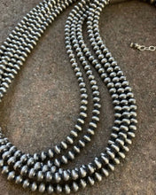 Load image into Gallery viewer, 5mm Multi Strand 925 Sterling Silver Oxidized Pearls Bead Necklace 34 Inch