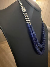 Load image into Gallery viewer, Sterling silver lapis multi strand necklace 24inch