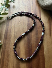 Load image into Gallery viewer, Sterling Silver Purple Spiny Oyster W Multi Bead Pearls Necklace. 24 inch. Gift