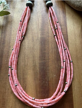 Load image into Gallery viewer, Sterling Silver Multi Strand Pink Coral Pearls Bead Necklace 22 inch Gift