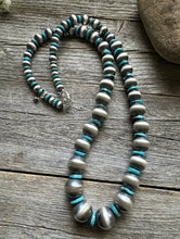 Load image into Gallery viewer, Graduated 925 Sterling Silver Blue Turquoise Pearls 7mm-16mm Bead Necklace 26”