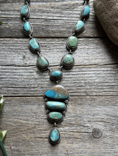 Load image into Gallery viewer, Navajo Sterling Silver Royston Turquoise Chain Lariat Bead Necklace K Yazzie