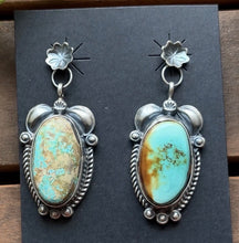 Load image into Gallery viewer, Navajo 925 Sterling Silver Royston Turquoise Earrings KY Southwestern