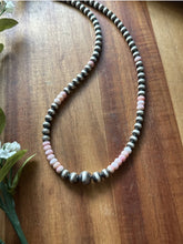 Load image into Gallery viewer, Southwestern Sterling Silver Pink Conch W Pearls Bead Necklace 18 inch Gift