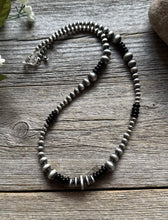 Load image into Gallery viewer, Black Onyx Multi Graduated Sterling Silver Pearls Bead Necklace 18 inch 4mm -8mm