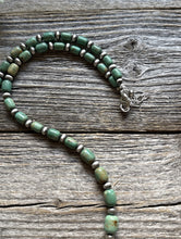 Load image into Gallery viewer, Sterling Silver Green Graduated Turquoise Nuggets Bead Necklace 21 inch