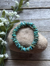Load image into Gallery viewer, Blue Green Turquoise Nuggets 7 Inch Stretch Elastic Stretchy Bead Bracelet Gift