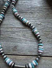 Load image into Gallery viewer, Sterling Silver Pink Conch Turquoise W Pearls Kokopelli Bead Necklace 18 Inch