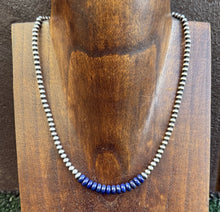 Load image into Gallery viewer, Lapis 4mm Sterling Silver Pearls Choker Bead Necklace. 16 Inch. Gift