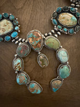 Load image into Gallery viewer, Navajo sterling silver royston cluster squash blossom necklace