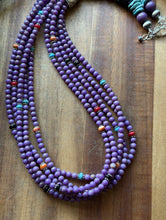 Load image into Gallery viewer, Sterling Silver Multi Strand Stone Purple Pearls Bead Necklace. 26 inch